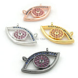 Micro Pave Blue&Red&Black CZ Eye Charm Double Circles For Necklaces Jewelry