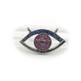 Micro Pave Blue&Red&Black CZ Eye Charm Double Circles For Necklaces Jewelry