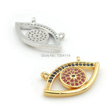 Micro Pave Blue&Red&Black CZ Eye Charm Double Circles For Necklaces Jewelry