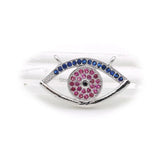 Micro Pave Blue&Red&Black CZ Eye Charm Double Circles For Necklaces Jewelry