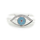 Micro Pave Clear&Kallaite&Red CZ Eye Charm Double Circles Necklace Jewelry