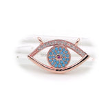Micro Pave Clear&Kallaite&Red CZ Eye Charm Double Circles Necklace Jewelry