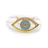 Micro Pave Clear&Kallaite&Red CZ Eye Charm Double Circles Necklace Jewelry