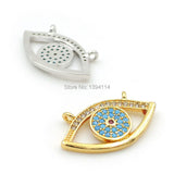 Micro Pave Clear&Kallaite&Red CZ Eye Charm Double Circles Necklace Jewelry