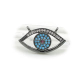 Micro Pave Clear&Kallaite&Red CZ Eye Charm Double Circles Necklace Jewelry