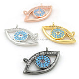 Micro Pave Clear&Kallaite&Red CZ Eye Charm Double Circles Necklace Jewelry