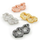 Micro Pave Clear CZ Double Hearts Beads Of Infinity Symbol