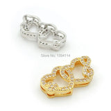 Micro Pave Clear CZ Double Hearts Beads Of Infinity Symbol