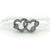 Micro Pave Clear CZ Double Hearts Beads Of Infinity Symbol