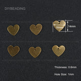 Brass Heart Charms for Jewelry Making Flat Blank Engraving