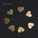 Brass Heart Charms for Jewelry Making Flat Blank Engraving