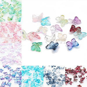 20-100PCS 10mm Small Butterfly Gradient Crystal Czech Glass Beads