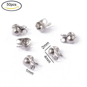 20-100Pcs 304 Stainless Steel Bead Tips Clamshell Jewelry Making