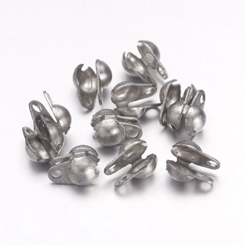 20-100Pcs 304 Stainless Steel Bead Tips Clamshell Jewelry Making