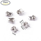 20-100Pcs 304 Stainless Steel Bead Tips Clamshell Jewelry Making