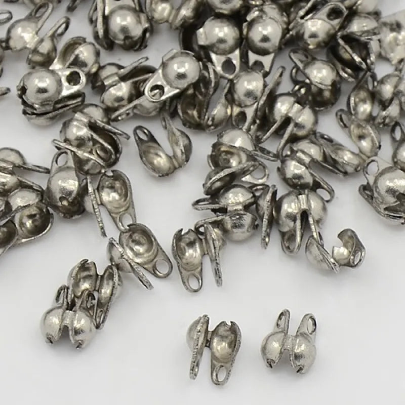 20-100Pcs 304 Stainless Steel Bead Tips Clamshell Jewelry Making