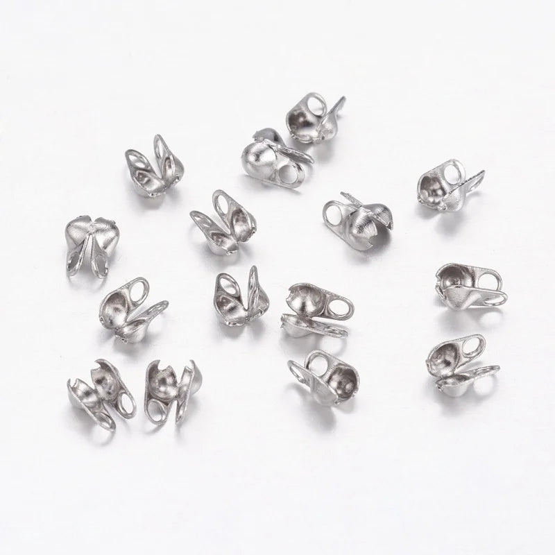 20-100Pcs 304 Stainless Steel Bead Tips Clamshell Jewelry Making