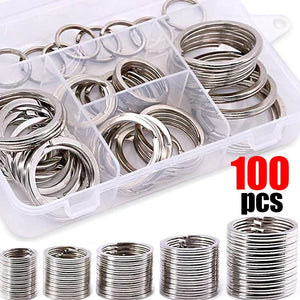 20/100Pcs Silver Keyring Stainless Steel Split Keychain DIY