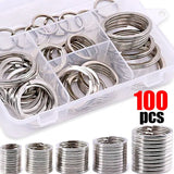 20/100Pcs Silver Keyring Stainless Steel Split Keychain DIY