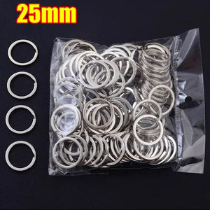 20/100Pcs Silver Keyring Stainless Steel Split Keychain DIY