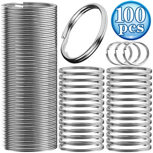 20/100Pcs Polished Silver Keyring Stainless Steel Hole Key Ring Key Chain