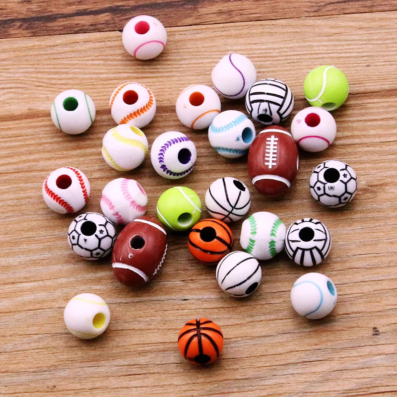 20-100Pcs Acrylic Sport Beads for DIY Jewelry Making
