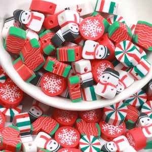 Christmas Polymer Clay Beads Snowman Snowflake Spacer For Jewelry Making