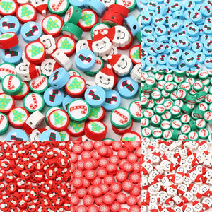 20-100pcs Christmas Clay Beads Polymer Clay Spacer Beads Xmas DIY Accessories