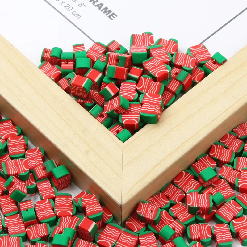 20-100pcs Christmas Clay Beads Polymer Clay Spacer Beads Xmas DIY Accessories