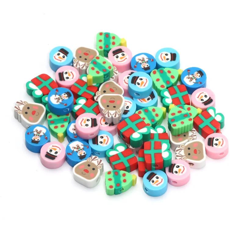 20-100pcs Christmas Polymer Clay Beads DIY Jewelry Making