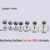 Stainless Steel Blank Earring Studs Base for DIY Jewelry