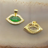 Lovely Lip Shape Stone Pendant, Plated Zircon Charm, 10pcs
