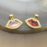 Lovely Lip Shape Stone Pendant, Plated Zircon Charm, 10pcs