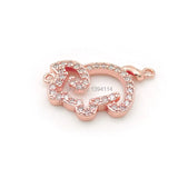 Micro Pave Clear CZ Pig Charm Double Circles Necklace Jewelry