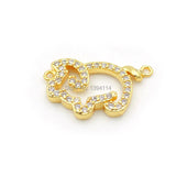 Micro Pave Clear CZ Pig Charm Double Circles Necklace Jewelry