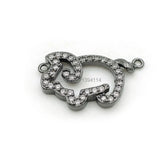 Micro Pave Clear CZ Pig Charm Double Circles Necklace Jewelry