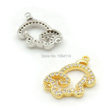 Micro Pave Clear CZ Pig Charm Double Circles Necklace Jewelry