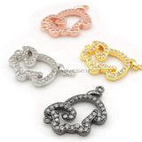 Micro Pave Clear CZ Pig Charm Double Circles Necklace Jewelry