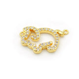 Micro Pave Clear CZ Pig Charm Double Circles Necklace Jewelry