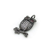 Micro Pave Clear&Red CZ Owl Charm - DIY Bracelet Necklace Jewelry