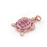 Micro Pave Red CZ Tortoise Charm for DIY Bracelets - 20x14x3mm