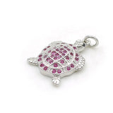 Micro Pave Red CZ Tortoise Charm for DIY Bracelets - 20x14x3mm