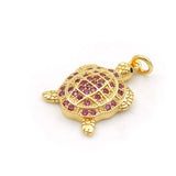Micro Pave Red CZ Tortoise Charm for DIY Bracelets - 20x14x3mm