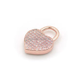 Micro Pave Clear CZ Heart Lock Charm for DIY Bracelets and Necklaces