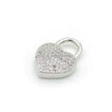 Micro Pave Clear CZ Heart Lock Charm for DIY Bracelets and Necklaces