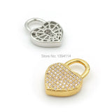 Micro Pave Clear CZ Heart Lock Charm for DIY Bracelets and Necklaces