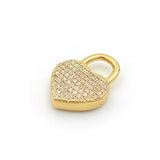 Micro Pave Clear CZ Heart Lock Charm for DIY Bracelets and Necklaces