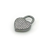 Micro Pave Clear CZ Heart Lock Charm for DIY Bracelets and Necklaces