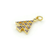 Micro Pave Purple CZ Christmas Trees Charm for DIY Bracelets or Necklaces