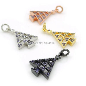 Micro Pave Purple CZ Christmas Trees Charm for DIY Bracelets or Necklaces